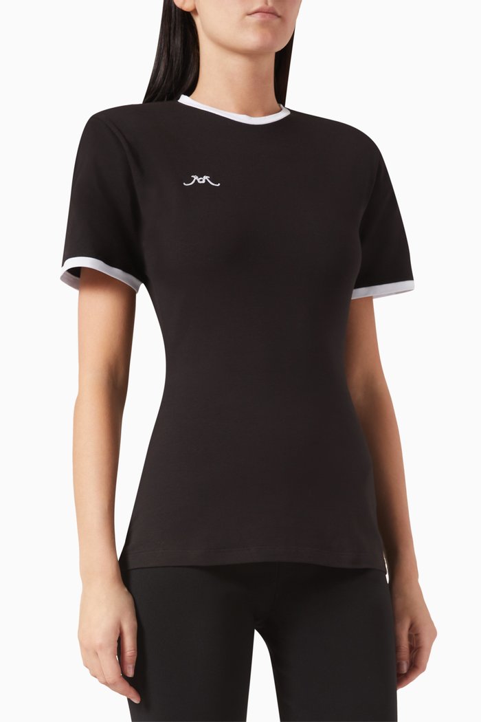 Shoulder-pad T-shirt in Jersey, Black