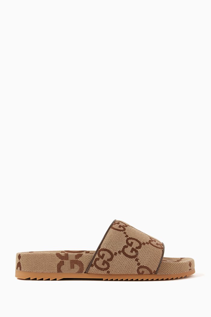 

Maxi GG Slide Sandals in Canvas, Neutral