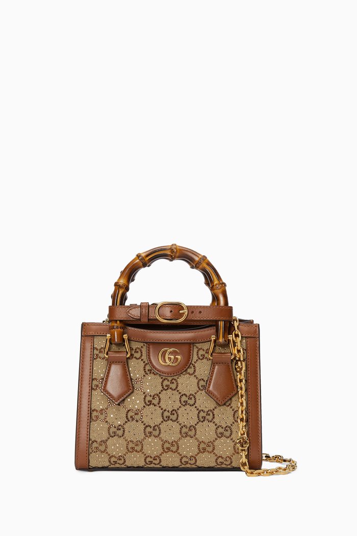 

Diana Mini Tote Bag in Leather, Brown