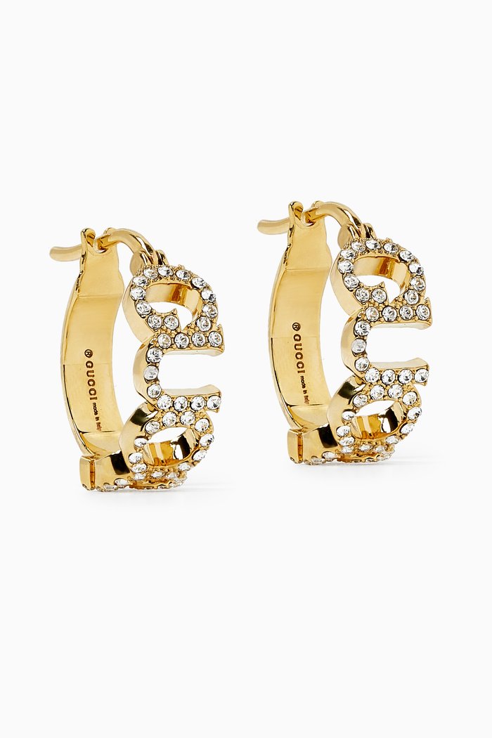 

'GUCCI' Letter Hoop Earrings in Metal, Gold