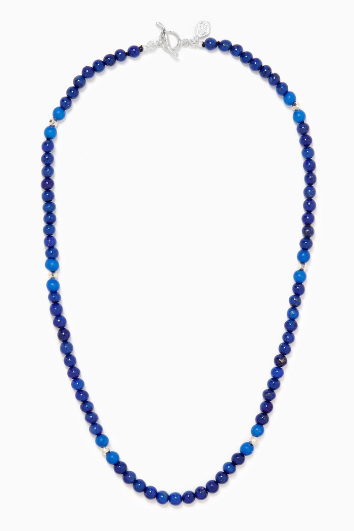 

Mixed Bead Necklace in Sterling Silver, Blue