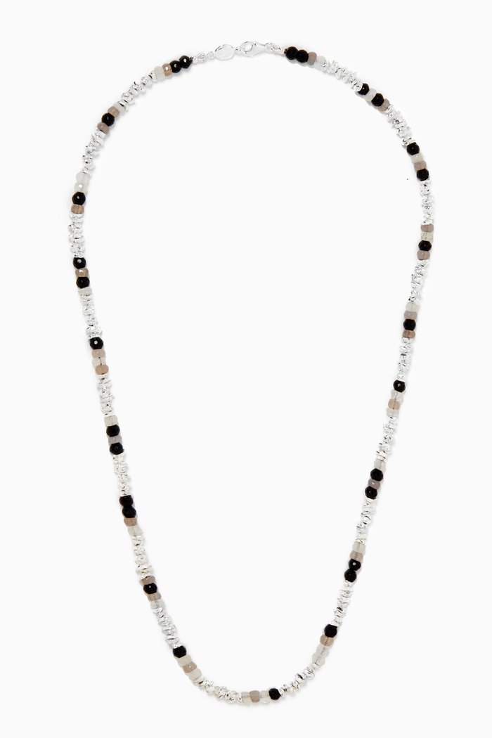 Jagged Nugget & Gemstone Necklace in Sterling Silver