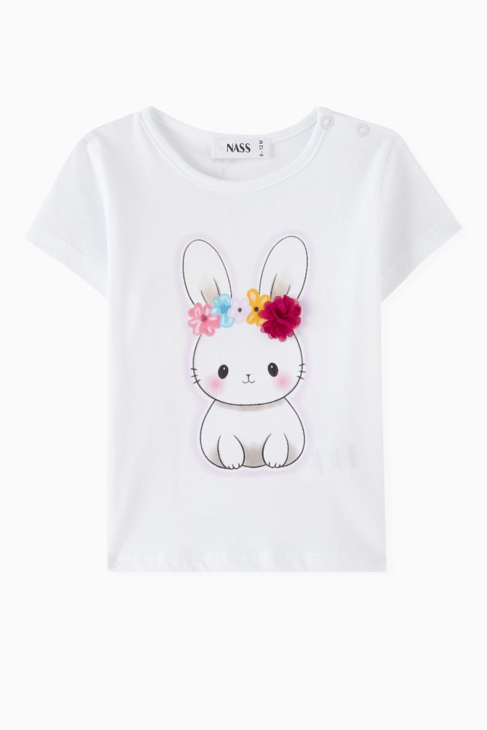 

Flower Crown Bunny T-shirt, White
