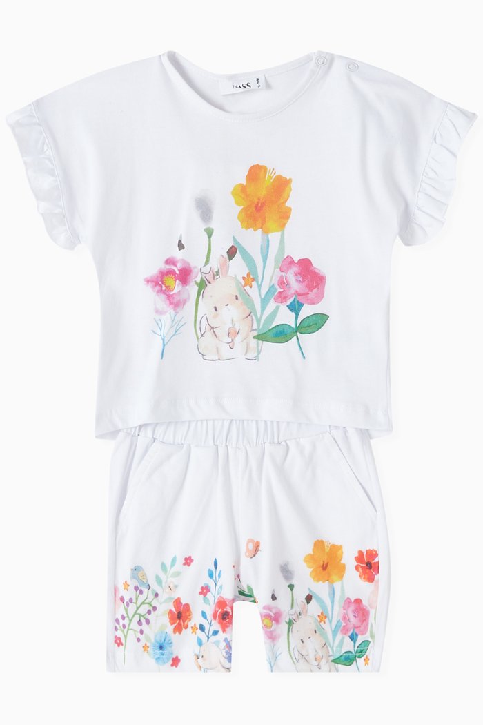 

Floral-print T-shirt & Shorts Set, White