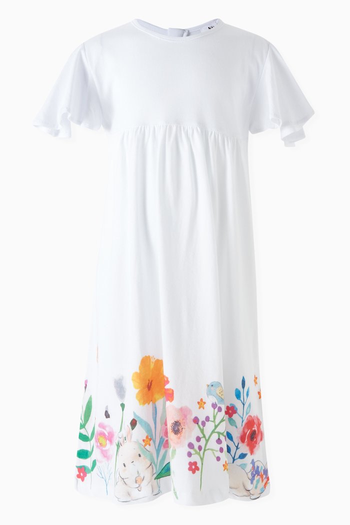 

Floral-print Dress, White