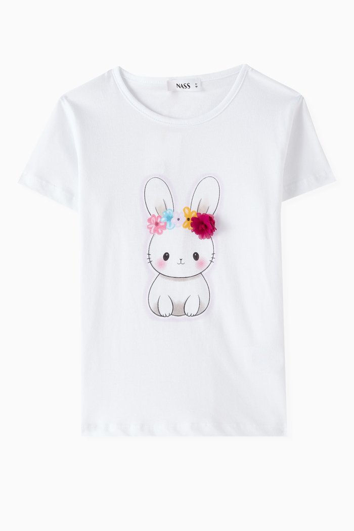 

Flower Crown Bunny T-shirt, White