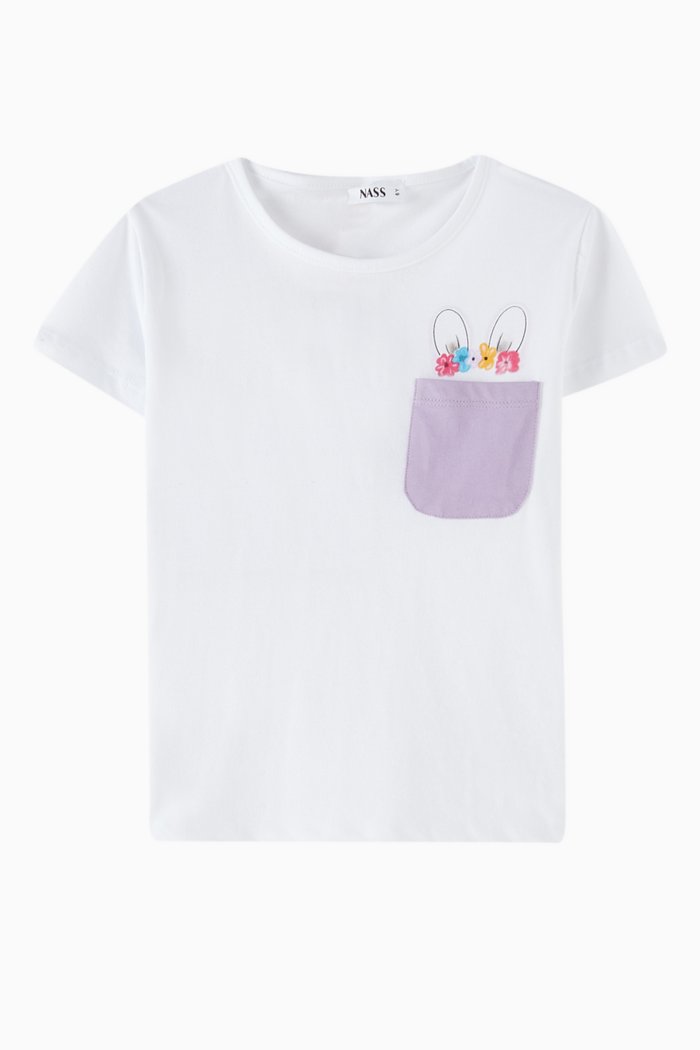 Peekaboo Bunny Pocket T-shirt, White