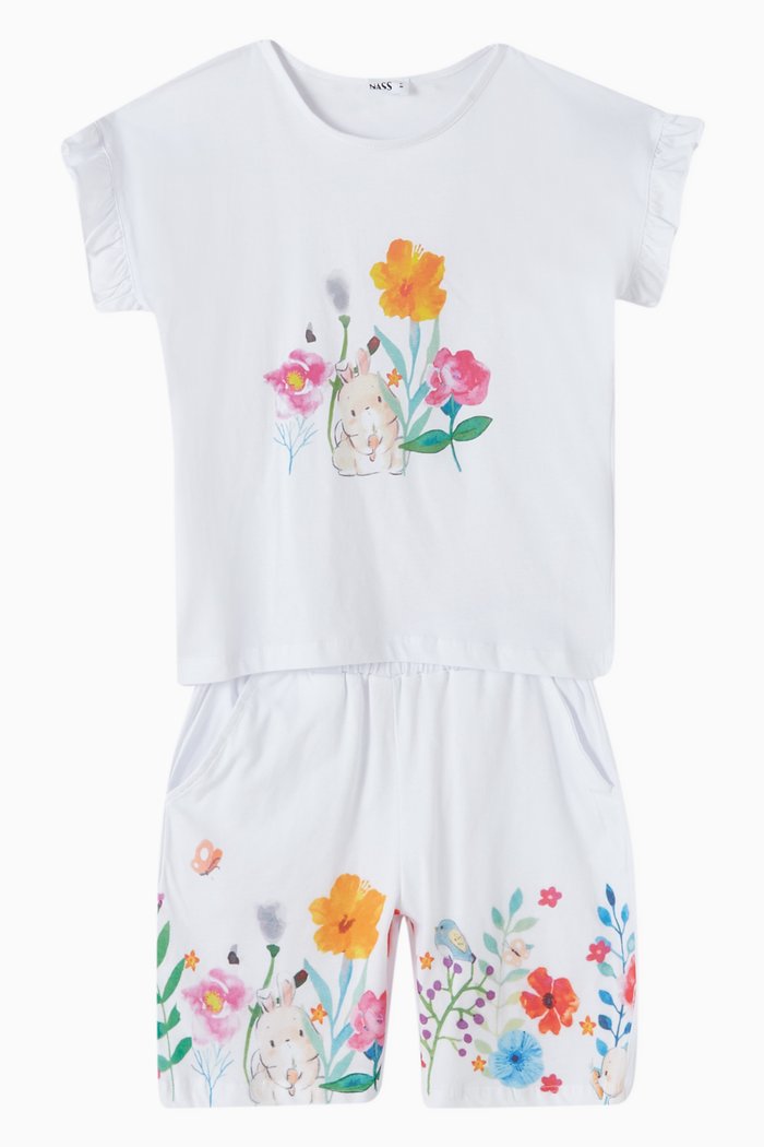 

Floral-print T-shirt & Shorts Set, White