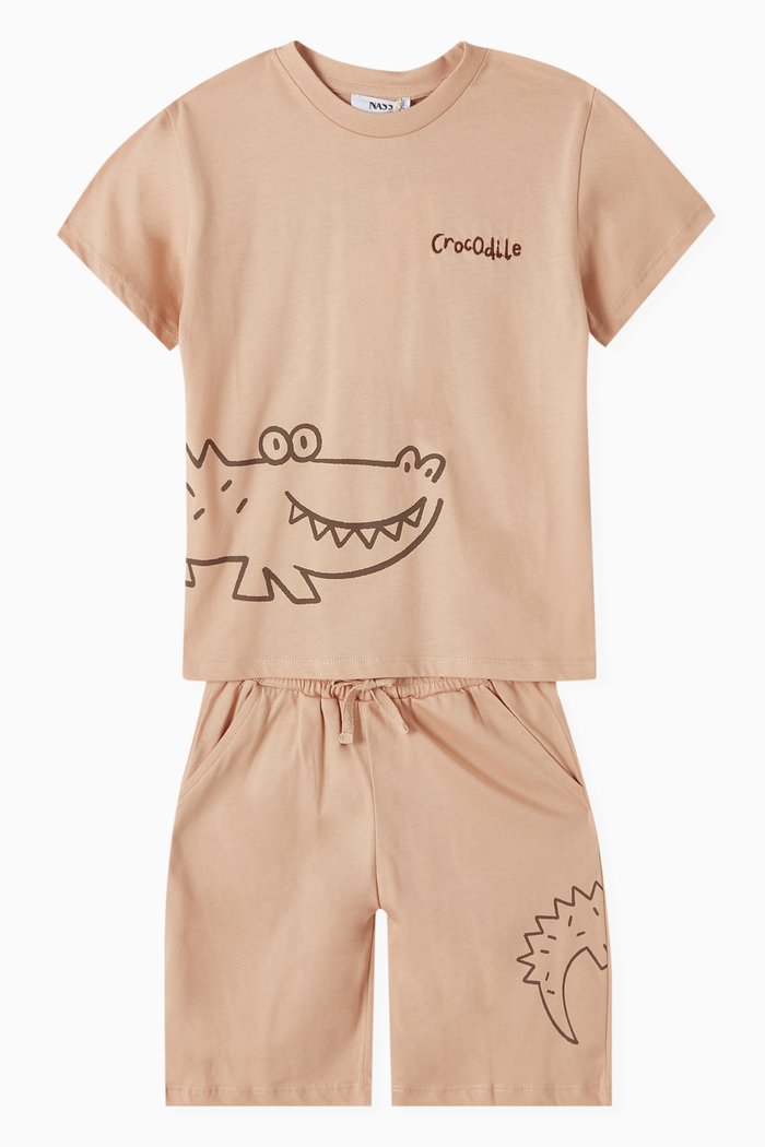 

Crocodile T-shirt & Shorts Set, Neutral