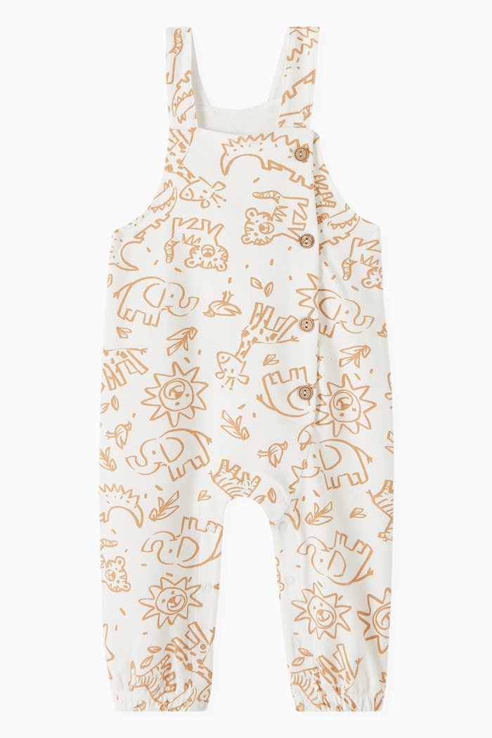 

All-over Animal-print Romper, Neutral