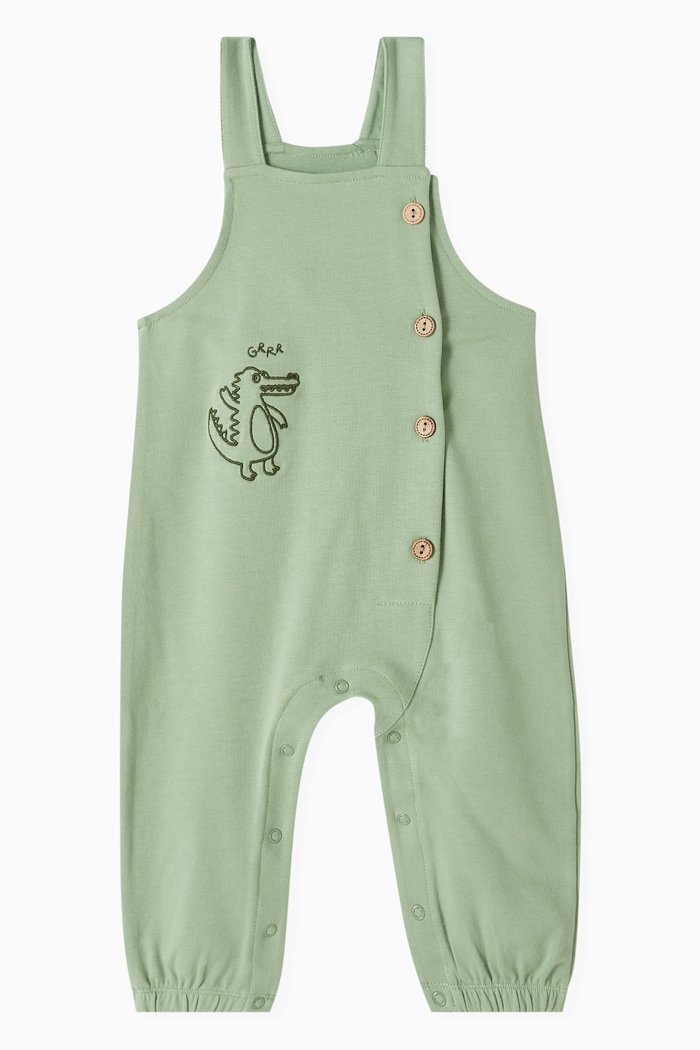 

Crocodile-embroidery Romper, Green