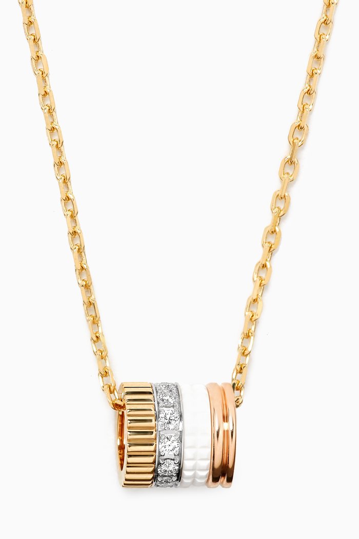Quatre White Edition Diamond Small Ring Pendant Necklace in 18kt Gold