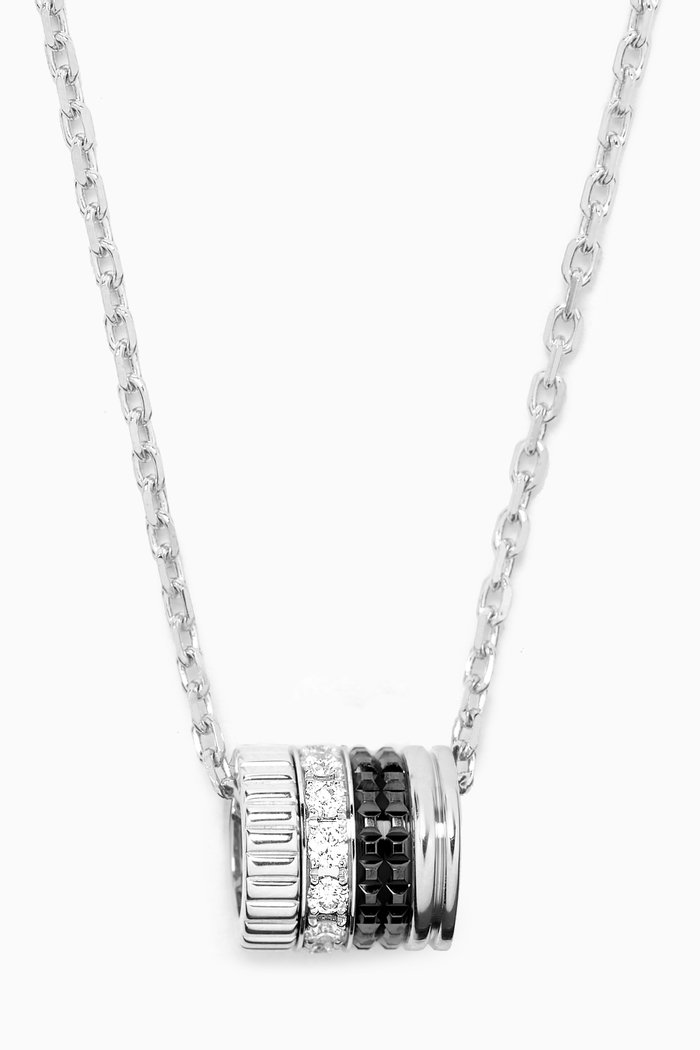 

Quatre Black Edition Diamond Small Ring Pendant Necklace in 18kt White Gold