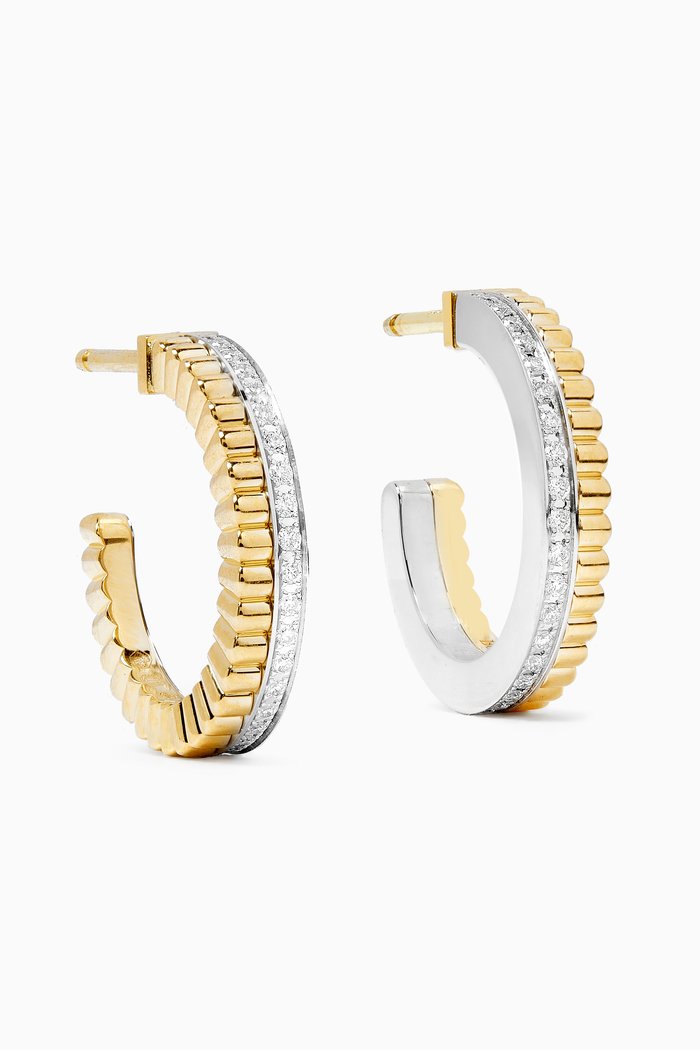 

Quatre Radiant Edition Diamond Hoop Earrings in 18kt White & Yellow Gold