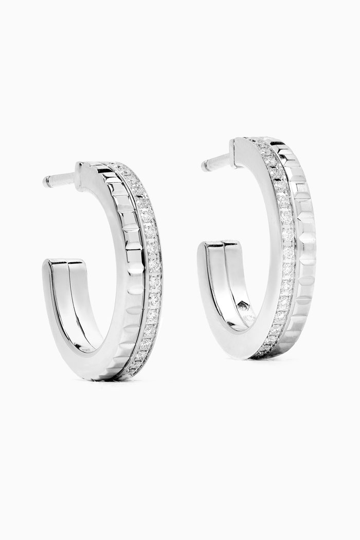 Quatre Radiant Edition Diamond Hoops in 18kt White Gold, Silver