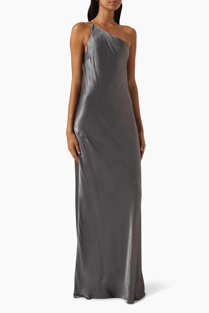 La Lune One-shoulder Maxi Dress, Grey