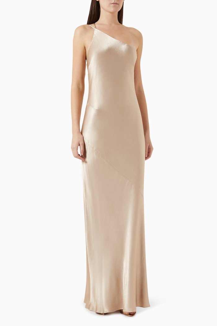 La Lune One-shoulder Maxi Dress, Gold