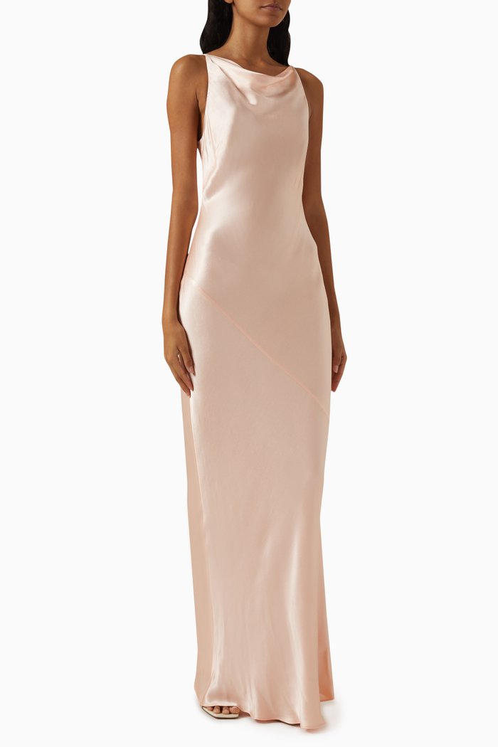 

La Lune Cowl Maxi Dress in Viscose Blend, Orange