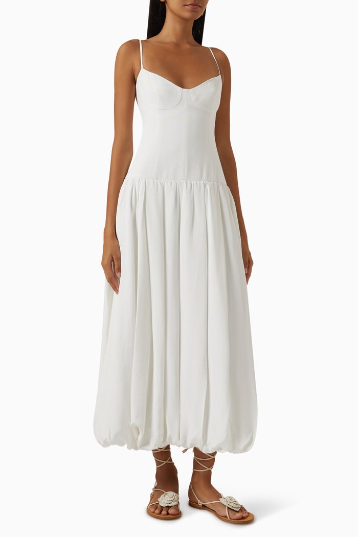 

Vento Bustier Bubble Midi Dress in Viscose, Neutral