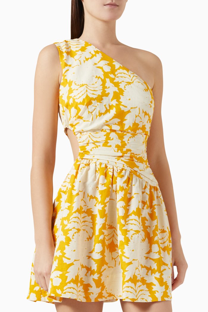 

Dulce Cut-out Mini Dress in Cotton-blend, Yellow