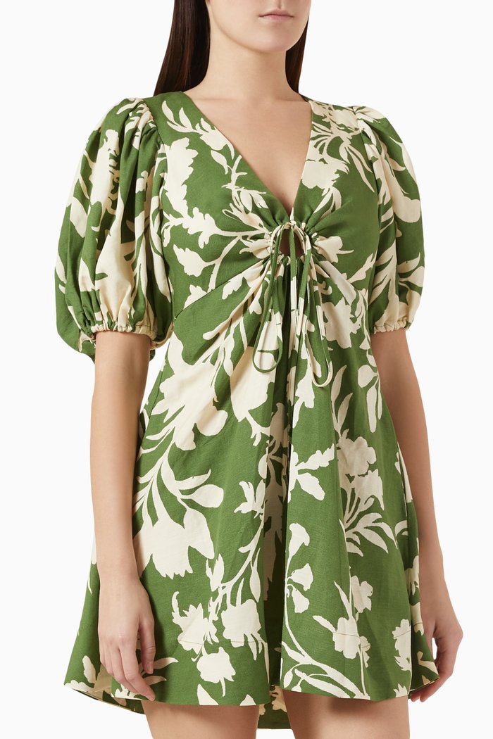 Renee Keyhole Ruched Mini Dress, Green