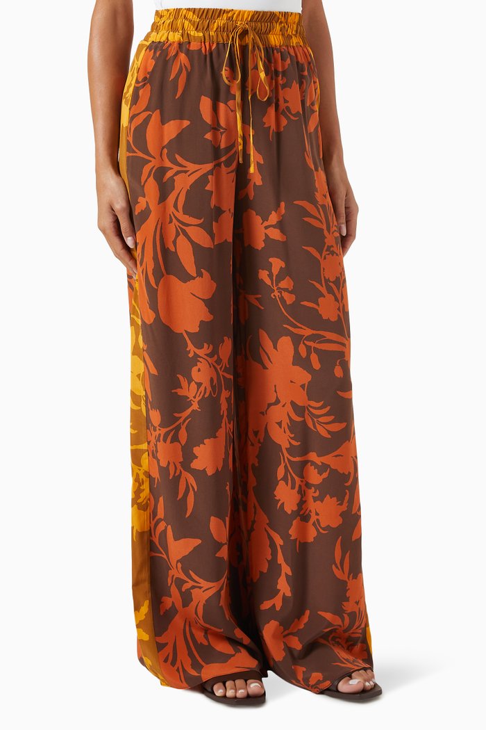 

Ari Contrast Relaxed Pants in Silk, Orange