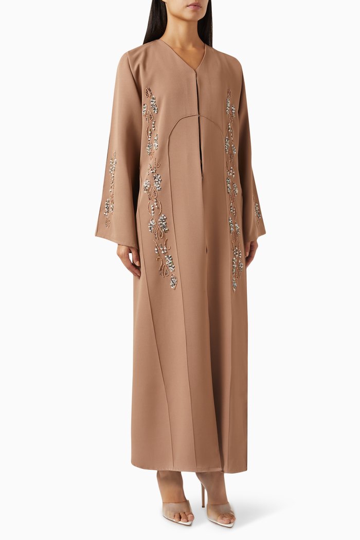 

Bead-embellished Abaya, Brown
