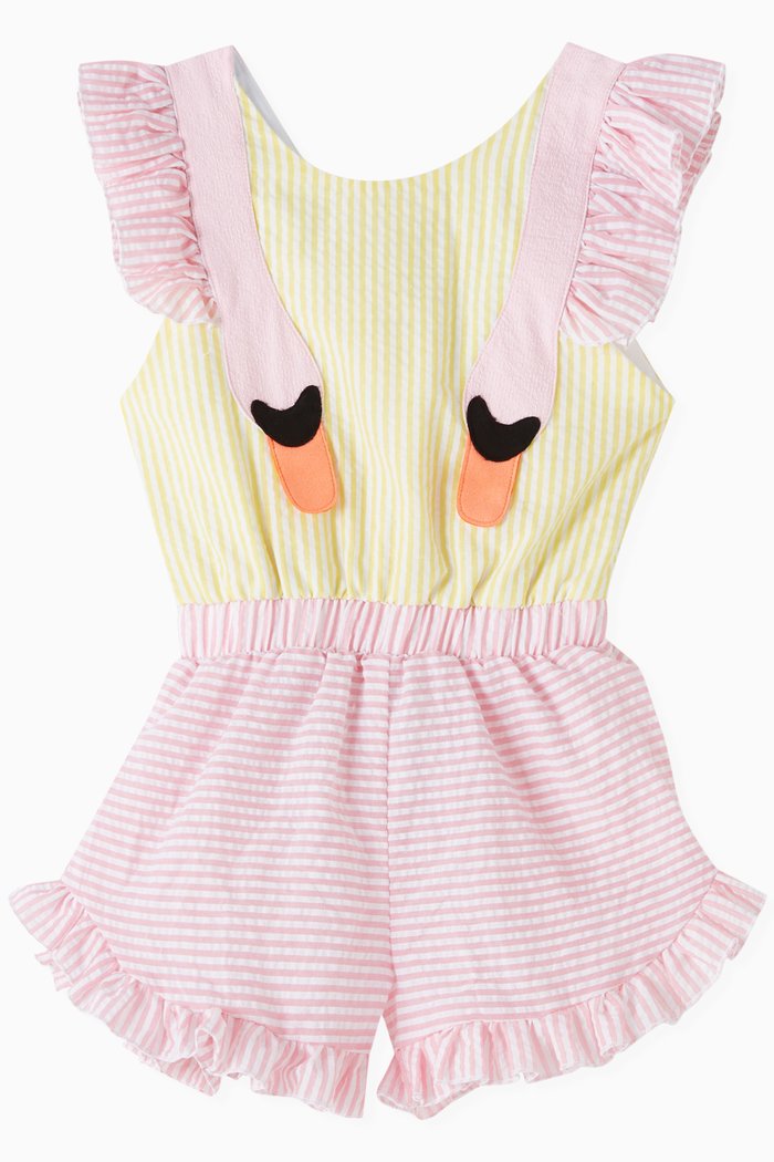 

Mexico Striped Playsuit in Cotton, Pink