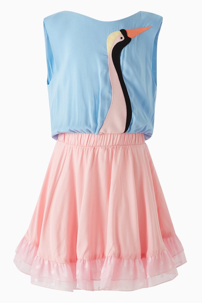 

Havana Crane Dress in Cotton, Blue