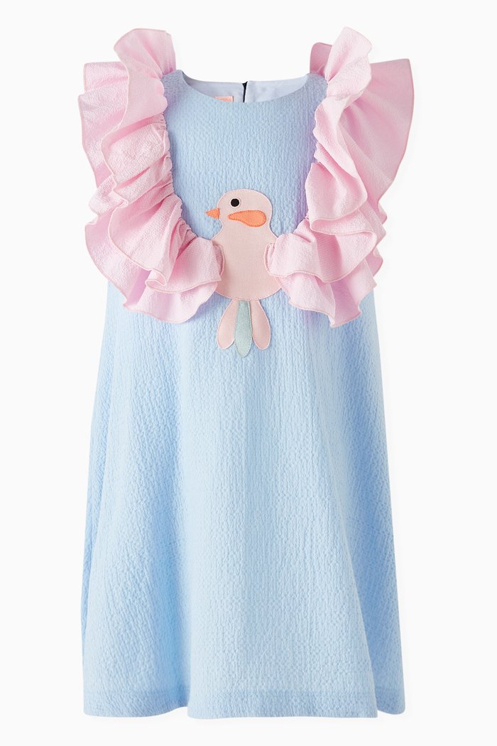 Chirping Dress in Cotton, Blue