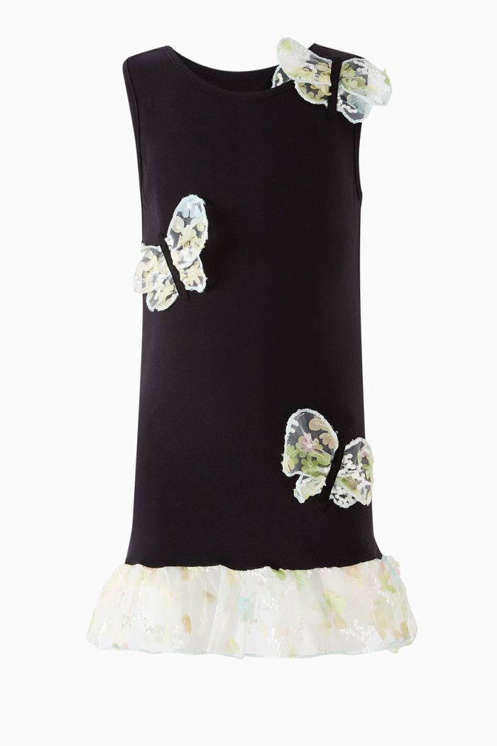 

Roberta Butterfly Dress in Cotton Jersey, Black