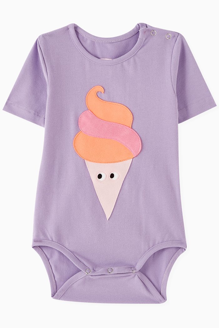

Ice Cream-patch Onesie in Cotton, Purple