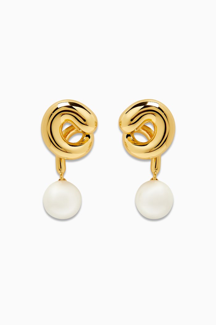 

Daphne Earrings in Gold-tone Dipped Brass, White