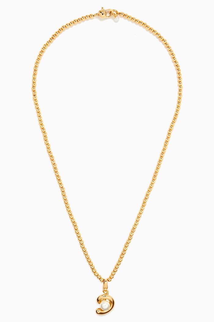 

Daphne Pearl Necklace in Gold-tone Dipped Brass, White