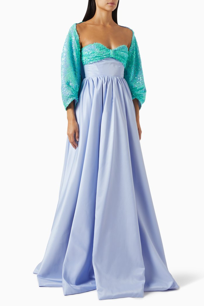 

Sequin-embellished Two-tone Dress, Purple