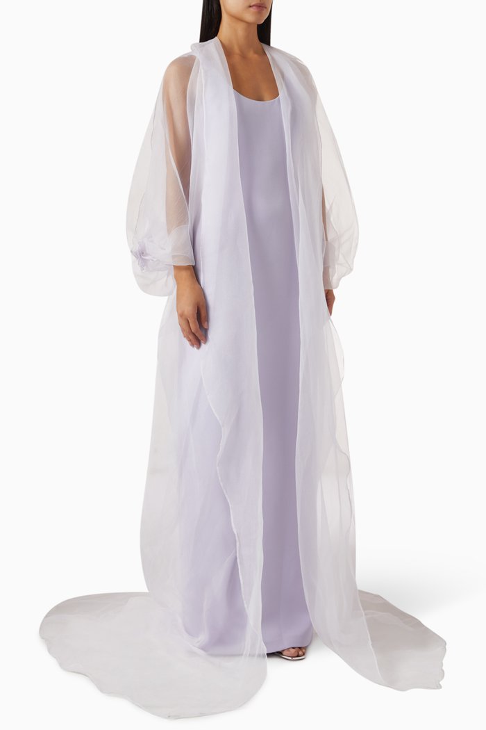 

Detachable-sleeve Dress, Purple