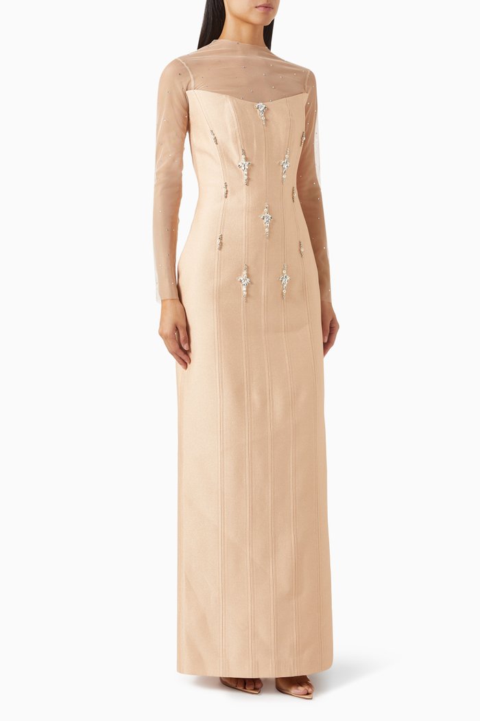 

Crystal-embellished Maxi Dress, Gold