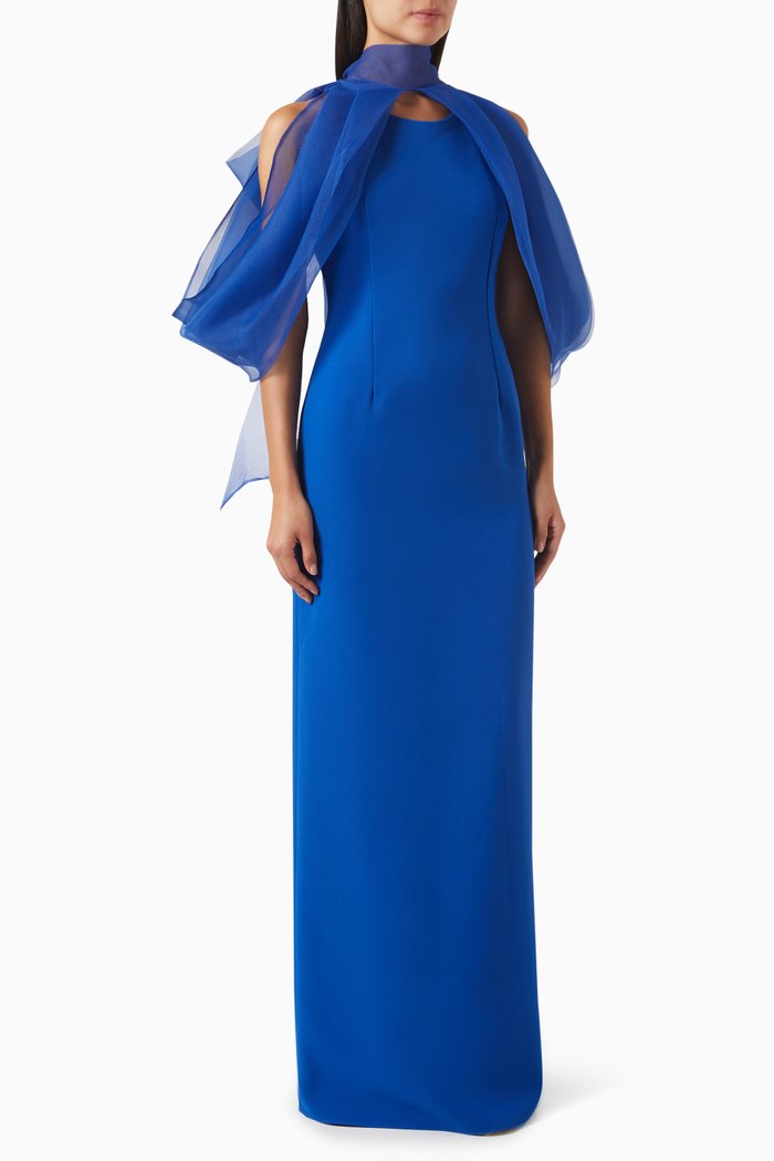 

Oversized Bow Off-Shoulder Maxi Dress, Blue