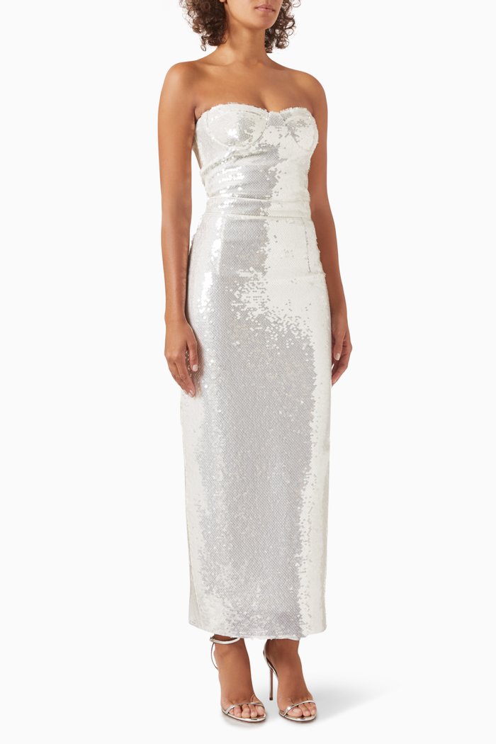 

Monique Strapless Sequin Maxi Dress, White