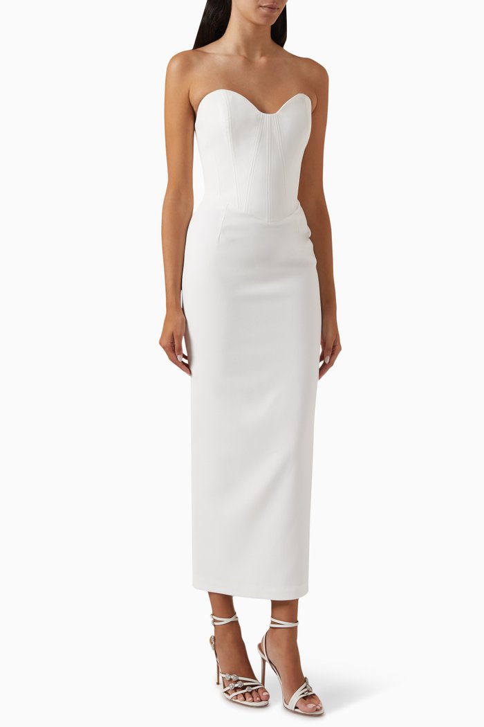 

Paloma Bustier Dress in Crepe, White