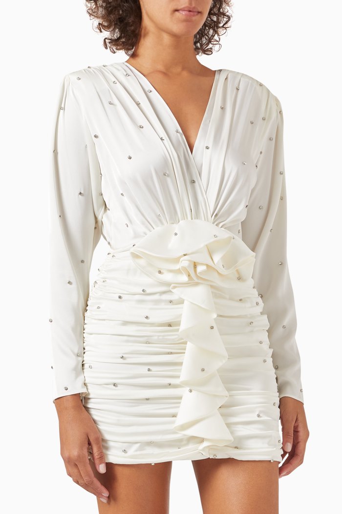 

Bebe Embellished Draped Mini Dress, White