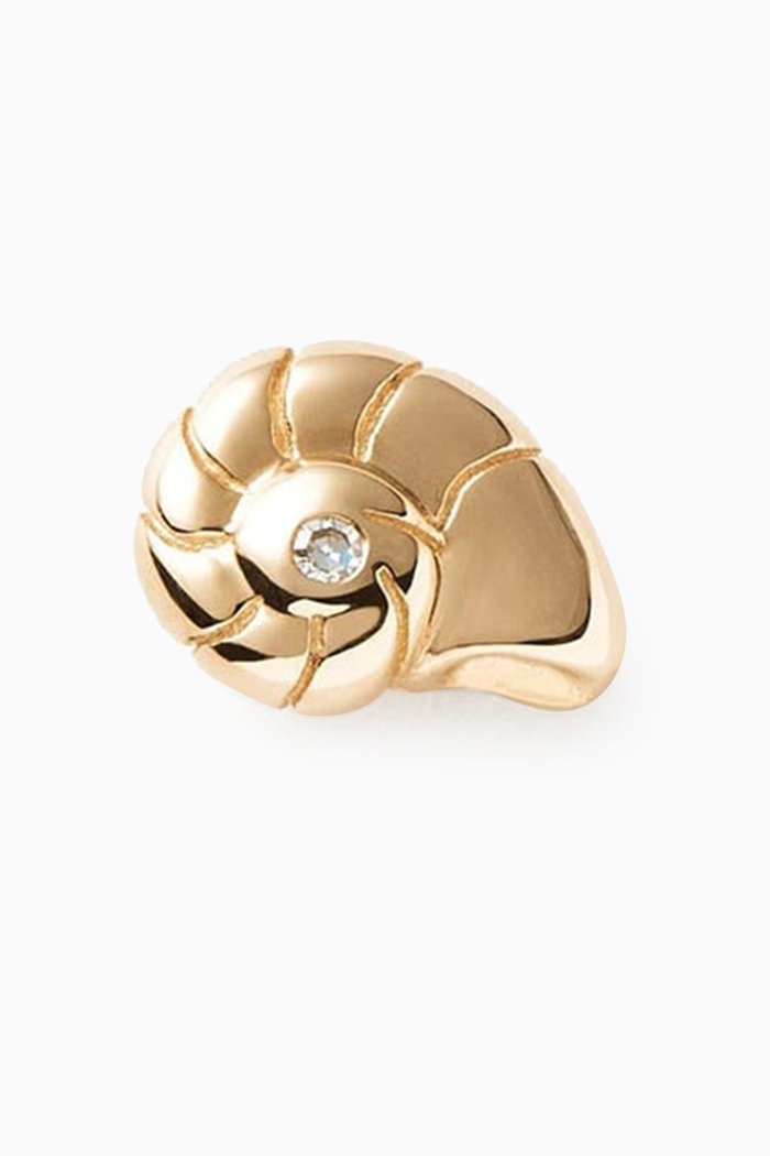 

Shell Diamond Single Stud Earring in 14kt Recycled Gold, Yellow