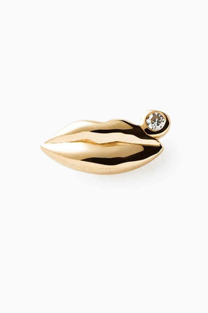 Lips Diamond Single Stud Earring in 14kt Recycled Gold, Yellow