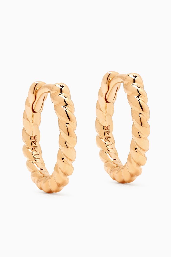 

Fine Rope Huggie Earrings in 14kt Recycled Gold, Yellow