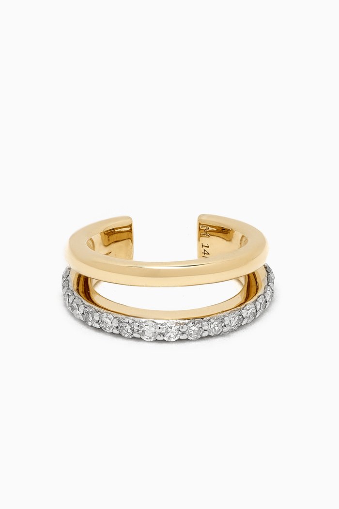 

Double Ear Diamond Single Cuff in 14kt Recycled Gold, Yellow