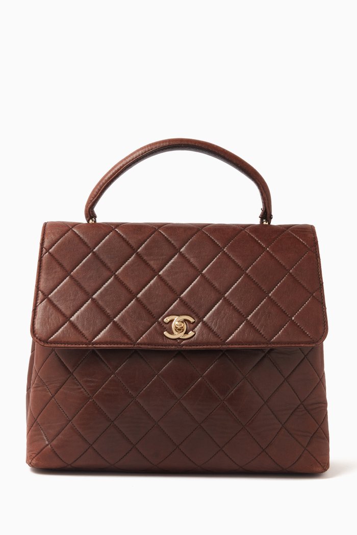 

Kelly Top-handle Bag in Quilted Leather, Brown