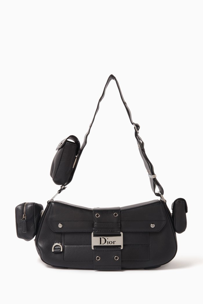 

Columbus Avenue Street Cargo Shoulder Bag in Leather, Black