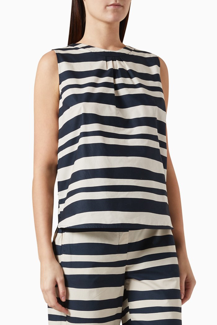 Haway Sleeveless Top in Cotton, Blue