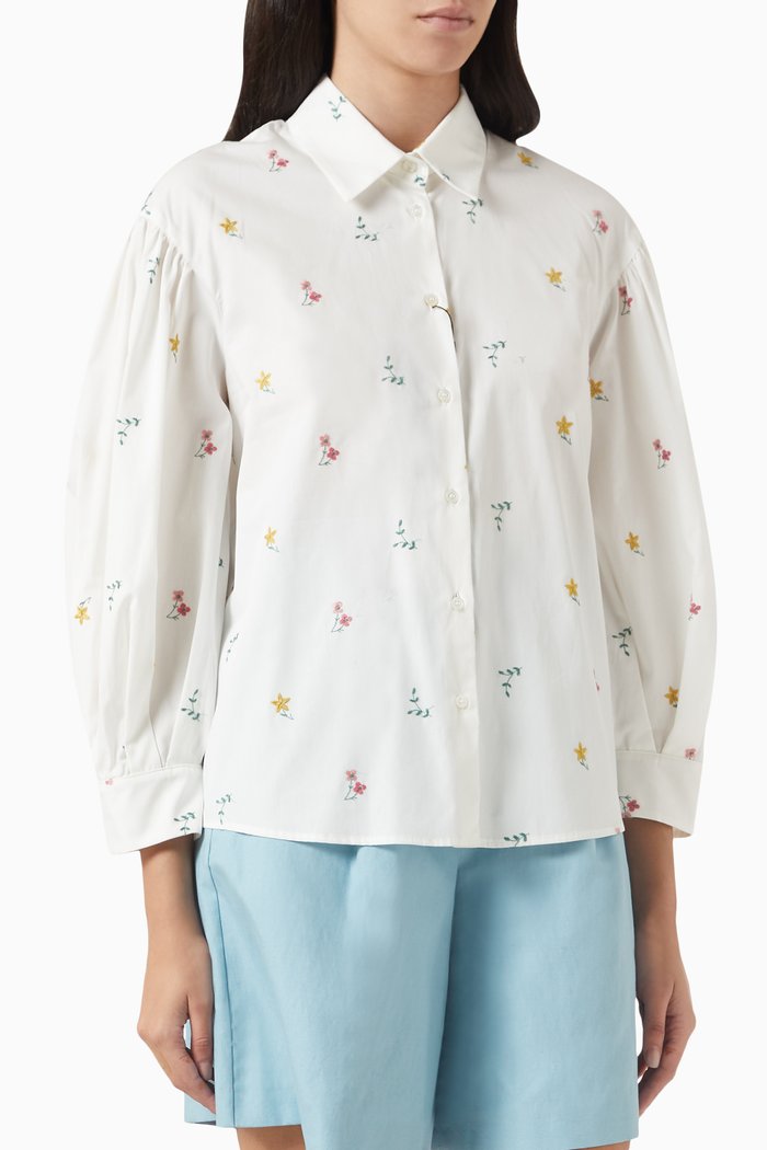

Villar Embroidered Shirt in Cotton, White