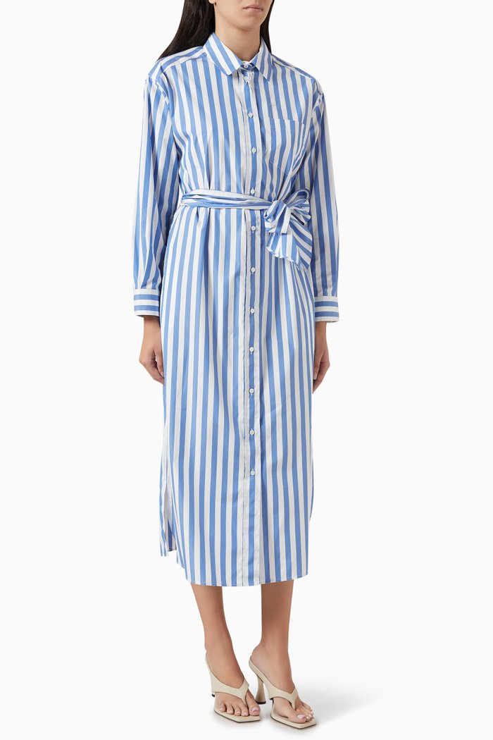 

Falasco Midi Dress in Cotton Poplin, Blue